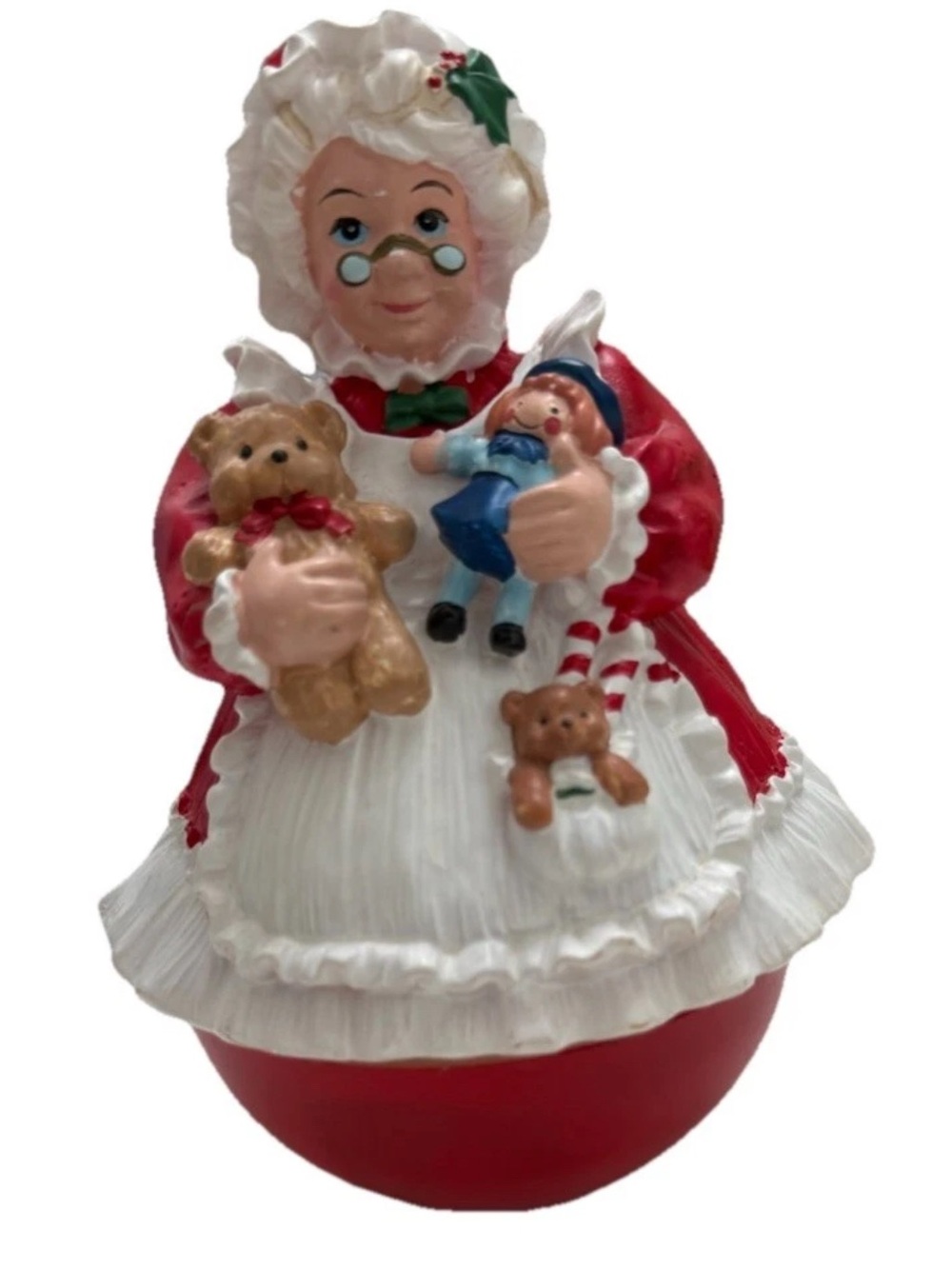 Mrs. Claus Holiday Toy Roly-Poly Figurine - Red & White